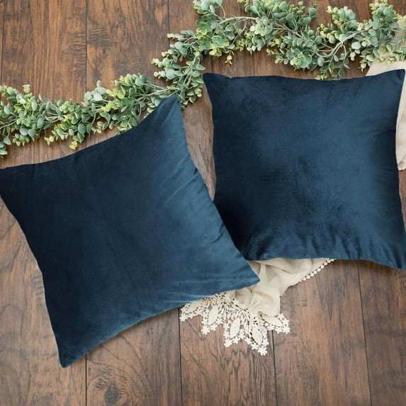 Efavormart 2 Pack | 18"x18" Velvet Throw Pillow Cover, Decorative Cushion Case - Square - Navy Blue