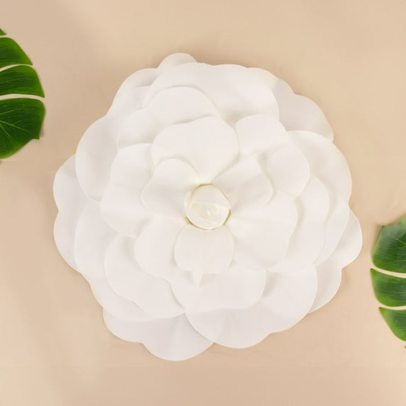 Efavormart 2 Pack 20” 3D Craft Rose White Real Feel Foam Rose for DIY Wedding Bouquets Arrangements Party Home Decorations