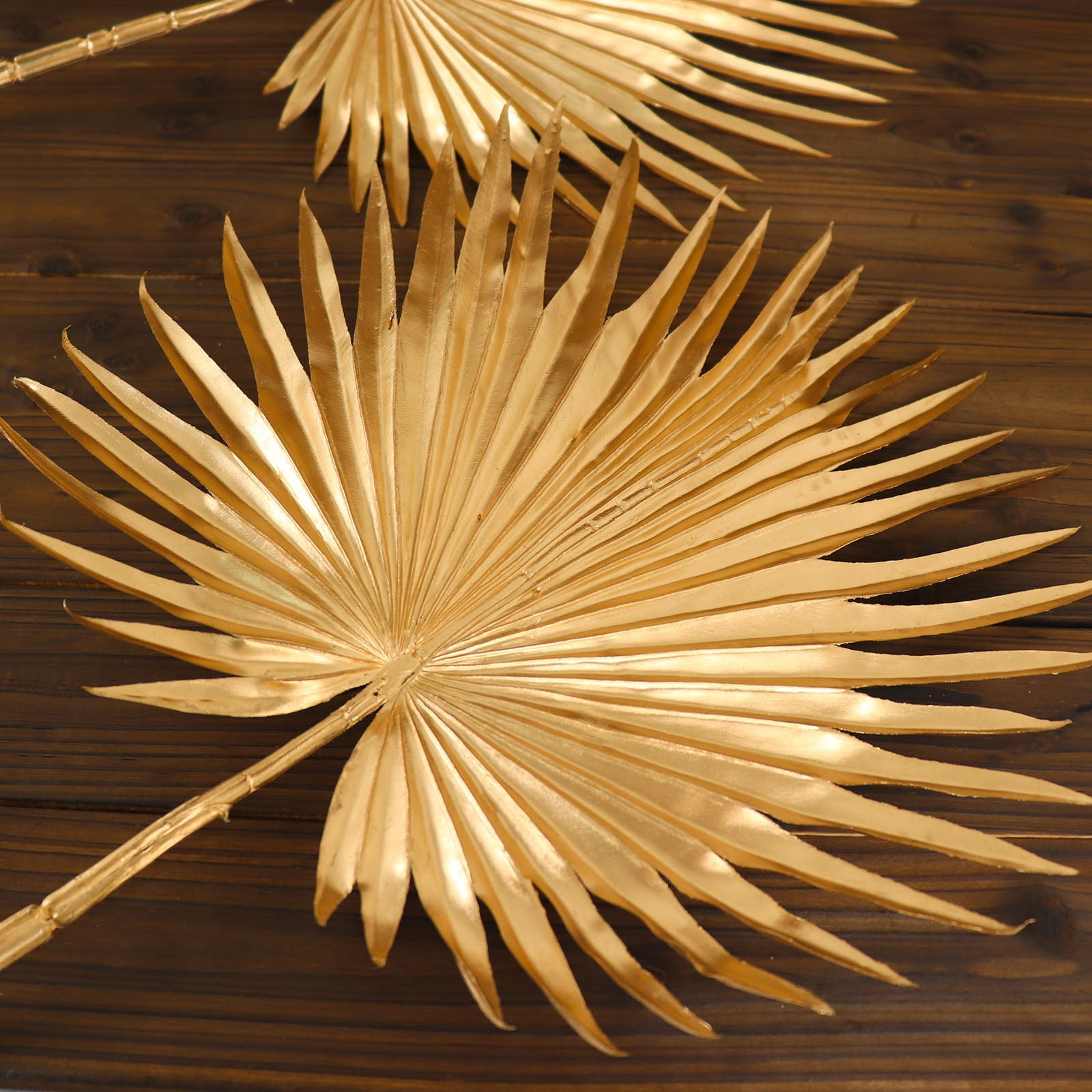 34" Metallic Gold Faux Palm Leaf Stems for Tropical Centerpiece
