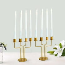 Efavormart 2 Pack | 4 Arm 8" Gold Metal Geometric Taper Candle Candelabra Holder Centerpiece For Weddings Birthday Parties