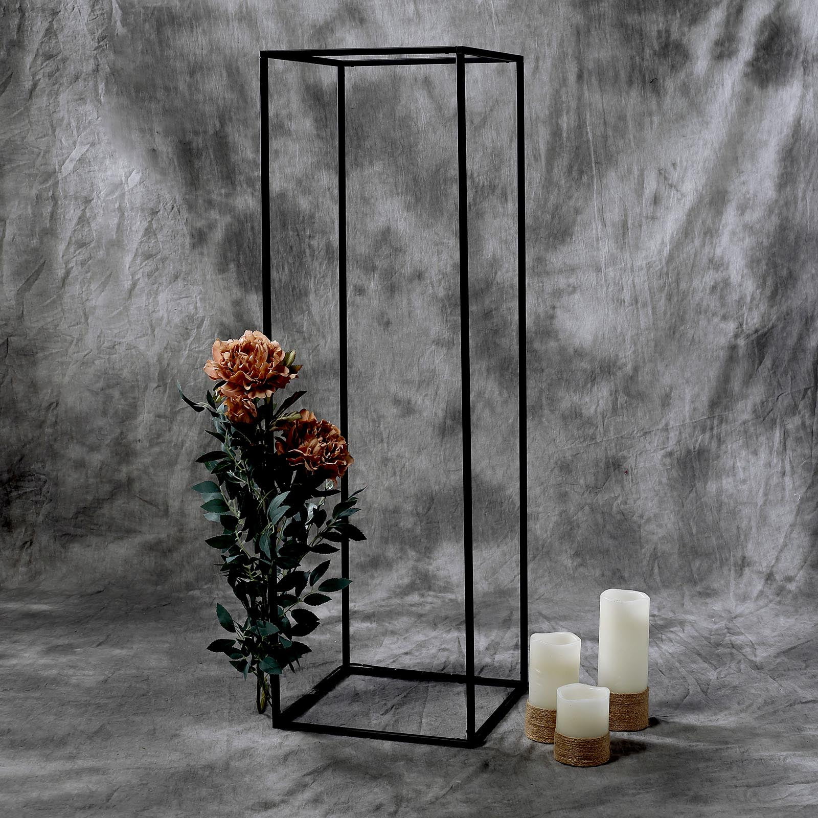 40" Matte Black Metal Geometric Flower Stand for Weddings