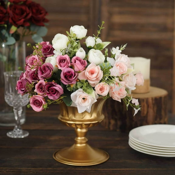 Efavormart 2 Pack | 6" Gold Metal Antique Roman Style Flower Table Vase Pot, Vintage Indoor Outdoor Planter