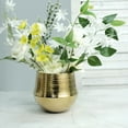 thumbnail image 1 of Efavormart 2 Pack | 6" Gold Textured Round Ceramic Flower Plant Pots, Cylindrical Bell Shaped Metallic Gold Brushed Planter Pot, 1 of 11