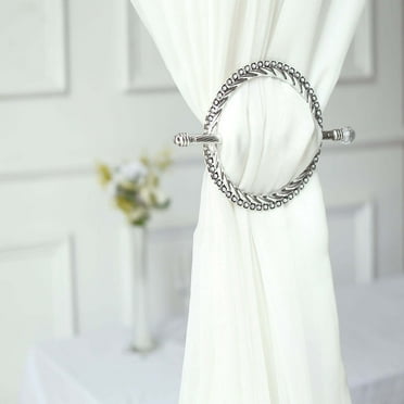 "Efavormart 2 Pack | 7"" Silver Round Barrette Style Crystal Curtain ...
