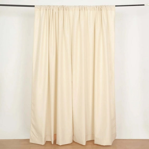 Efavormart 2 Pack | Beige Polyester Drapery Panels With Rod Pockets, Photography Backdrop Curtains, 5ftx8ft - 130 GSM