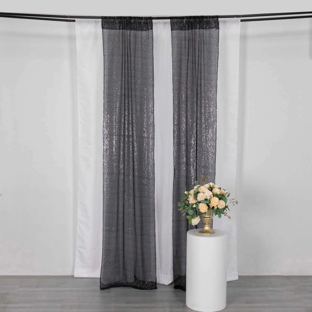 Efavormart 2 Pack Black Sequin Photo Backdrop Curtains with Rod Pockets ...