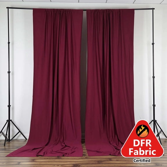 Efavormart 2 Pack | Burgundy Fire Retardant Scuba Polyester Curtain Panel Backdrops Wrinkle Free With Rod Pockets - 10ftx10ft