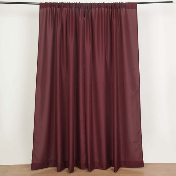 Efavormart 2 Pack | Burgundy Polyester Drapery Panels With Rod Pockets, Photography Backdrop Curtains, 5ftx8ft - 130 GSM