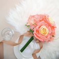thumbnail image 1 of Efavormart 2 Pack | CORAL Rose & Hydrangea Artificial Silk Flowers Bouquet, 1 of 11