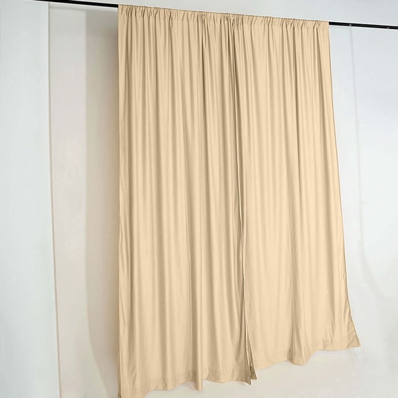 Efavormart 2 Pack | Champagne Fire Retardant Scuba Polyester Curtain Panel Backdrops Wrinkle Free With Rod Pockets - 10ftx10ft