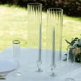 thumbnail image 1 of Efavormart 2 Pack Clear Ribbed Candelabra Candle Holder Glass Shades, Open Ends Pillar Hurricane Candle Shades - 18", 1 of 11