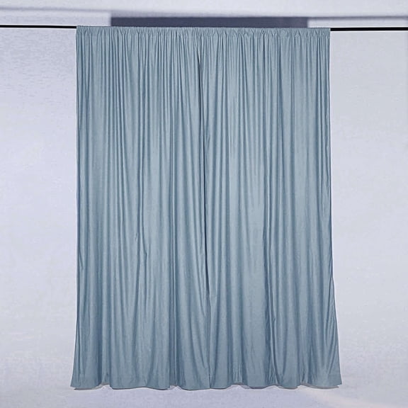 Efavormart 2 Pack | Dusty Blue Fire Retardant Scuba Polyester Curtain Panel Backdrops Wrinkle Free With Rod Pockets - 10ftx10ft