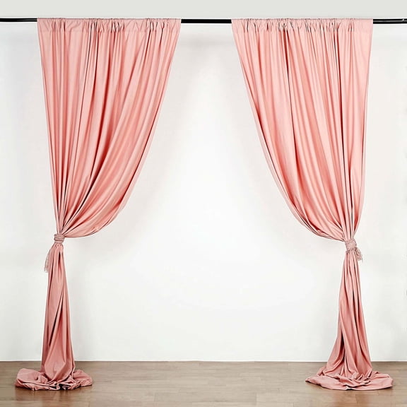 Efavormart 2 Pack | Dusty Rose Fire Retardant Scuba Polyester Curtain Panel Backdrops Wrinkle Free With Rod Pockets - 10ftx10ft