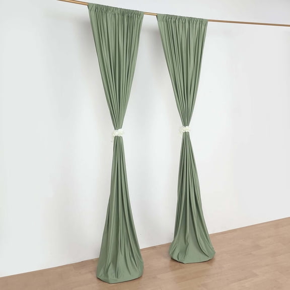 Efavormart 2 Pack | Eucalyptus Sage Green Fire Retardant Scuba Polyester Curtain Panel Backdrops Wrinkle Free With Rod Pockets - 10ftx10ft