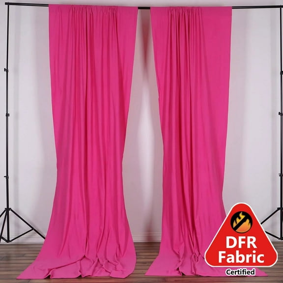 Efavormart 2 Pack | Fuchsia Fire Retardant Scuba Polyester Curtain Panel Backdrops Wrinkle Free With Rod Pockets - 10ftx10ft