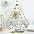 thumbnail image 1 of Efavormart 2 Pack Gold 9" Metal Pentagon Geometric Tealight Candle Holders Geometric Floral Centerpiece, 1 of 11