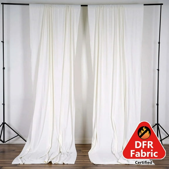 Efavormart 2 Pack | Ivory Fire Retardant Scuba Polyester Curtain Panel Backdrops Wrinkle Free With Rod Pockets - 10ftx10ft
