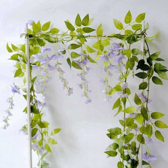 Efavormart 2 Pack Lavender Silk Wisteria Flower Garland Hanging Vines, Artificial Floral Garland Wedding Arch Decor - 6ft