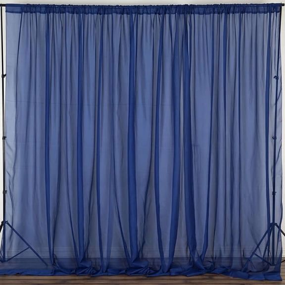 Efavormart 2 Pack | Navy Blue Fire Retardant Sheer Organza Premium Curtain Panel Backdrops With Rod Pockets - 10ftx10ft