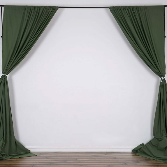 Efavormart 2 Pack | Olive Green Fire Retardant Scuba Polyester Curtain Panel Backdrops Wrinkle Free With Rod Pockets - 10ftx10ft