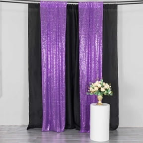 Efavormart 2 Pack Purple Sequin Photo Backdrop Curtains with Rod Pockets, Seamless Glitter Mesh Photo Background Drapery Panels - 8ftx2ft