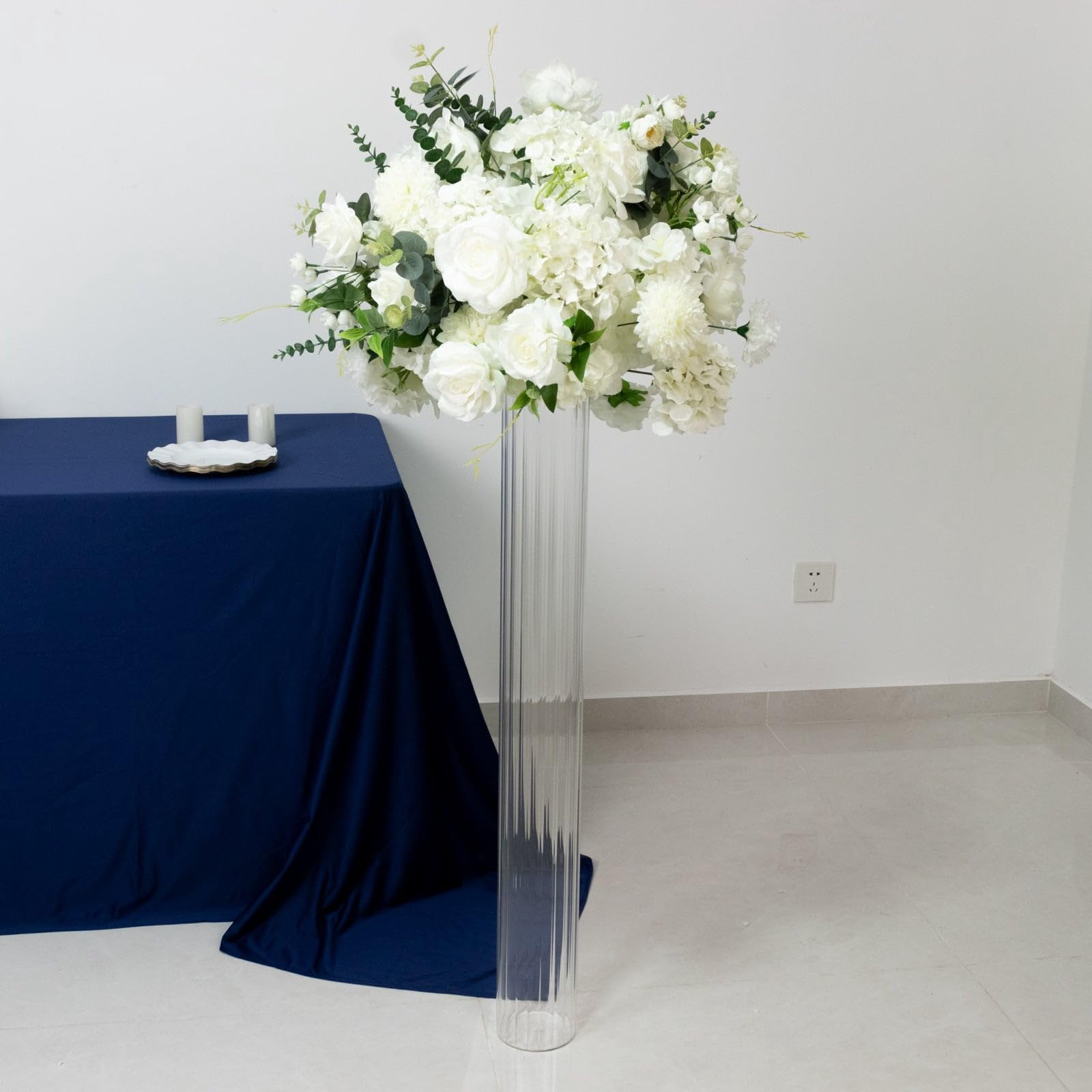 Efavormart 2 Pack Ribbed Cylinder Floor Vases – 40" Tall Oversized ...