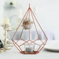 thumbnail image 1 of Efavormart 2 Pack Rose Gold 9" Metal Pentagon Geometric Tealight Candle Holders Geometric Floral Centerpiece, 1 of 11