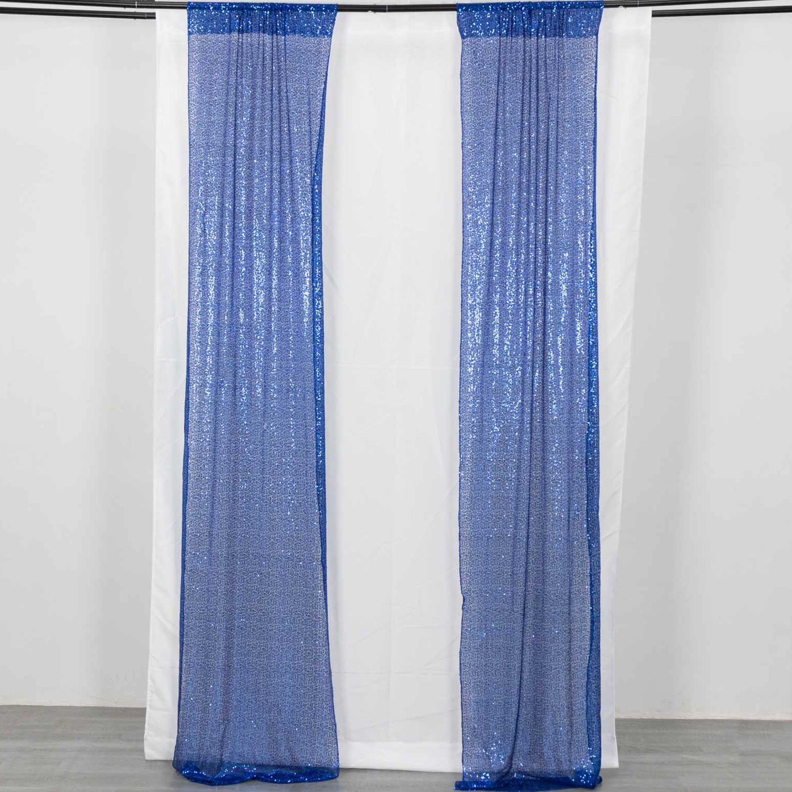 Efavormart 2 Pack Royal Blue Sequin Photo Backdrop Curtains with Rod ...