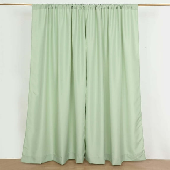 Efavormart 2 Pack | Sage Green Polyester Drapery Panels With Rod Pockets, Photography Backdrop Curtains, 5ftx8ft - 130 GSM