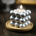 Efavormart 2 Pack | Shiny Metallic Silver 2" Bubble Cube Paraffin Wax Candles, Unscented Square ...