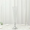 thumbnail image 1 of Efavormart 2 Pack | Silver 32” Tall Crystal Beaded Trumpet Vase Set, Table Centerpiece, 1 of 5