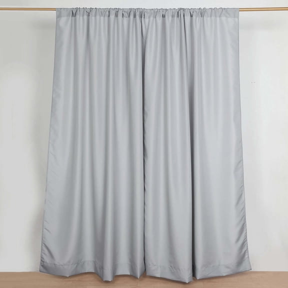 Efavormart 2 Pack | Silver Polyester Drapery Panels With Rod Pockets, Photography Backdrop Curtains, 5ftx8ft - 130 GSM
