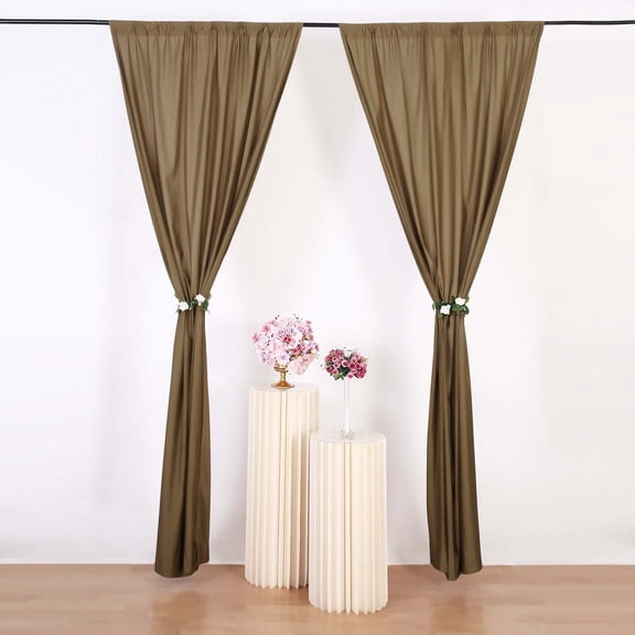 Efavormart 2 Pack | Taupe Fire Retardant Scuba Polyester Curtain Panel Backdrops Wrinkle Free With Rod Pockets - 10ftx10ft