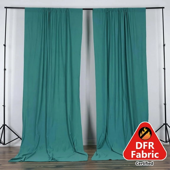 Efavormart 2 Pack | Turquoise Fire Retardant Scuba Polyester Curtain Panel Backdrops Wrinkle Free With Rod Pockets - 10ftx10ft