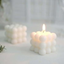 Efavormart 2 Pack | White 2" Bubble Cube Paraffin Wax Candles, Unscented Square Pillar Candle, Party Favor Gift
