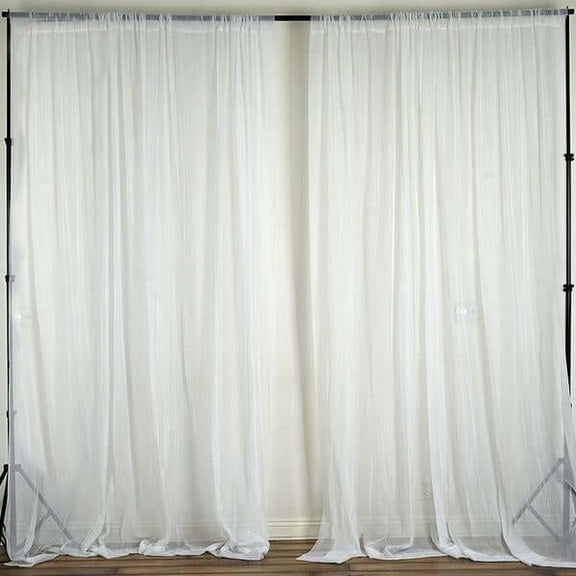 Efavormart 2 Pack | White Fire Retardant Sheer Organza Premium Curtain Panel Backdrops With Rod Pockets - 10ftx10ft