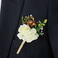 thumbnail image 1 of Efavormart 2 Pack White Silk Rose Boutonniere With Pin, Real Touch Artificial Flower Pocket Square - 5", 1 of 9