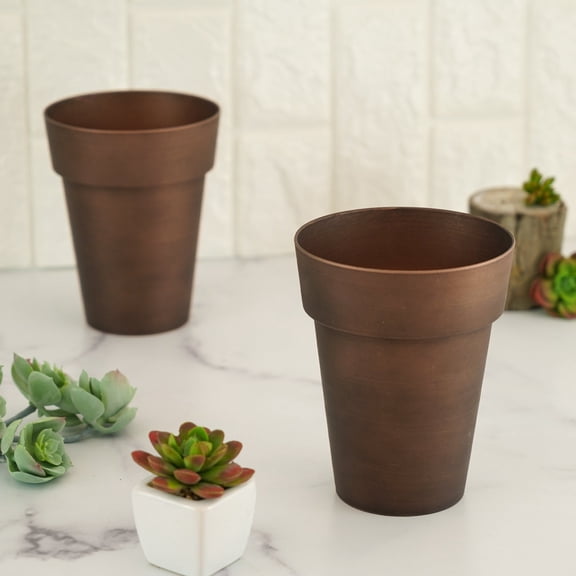Efavormart 2 Packs | 6" Rustic Brown Flower Plant Pots, Indoor/Garden Decorative Planter