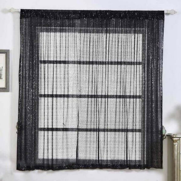 Efavormart 2 Panels Black Glitzy Sequin Room Darkening Window Treatment Panel Drapes With Rod Pockets 52"Wx64"L