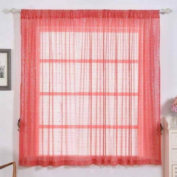 Efavormart 2 Panels Coral Glitzy Sequin Room Darkening Window Treatment Panel Drapes With Rod Pockets 52"Wx64"L
