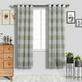 thumbnail image 1 of Efavormart 2 Panels White/Sage Green Faux Linen Woven Sheer Window Drapery Stripe Window Treatment Grommet Curtain Panel 52"x84", 1 of 7