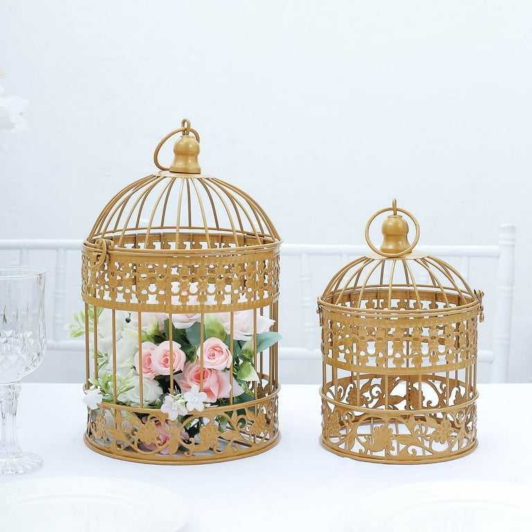 Efavormart 2 Sets Of Large Metallic Gold Bird Cage Wedding Centerpiece  Table Party Decor All Occasions - 9,13 Tall