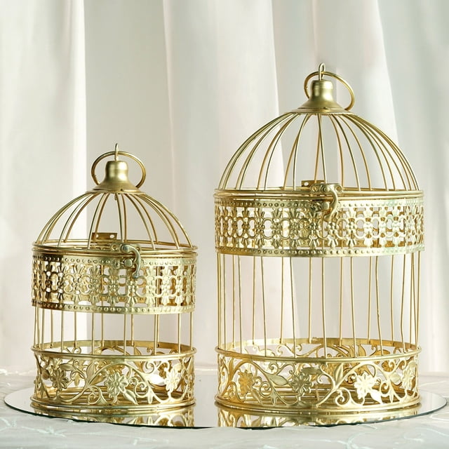 Efavormart 2 Sets Of Large Metallic Gold Bird Cage Wedding Centerpiece ...