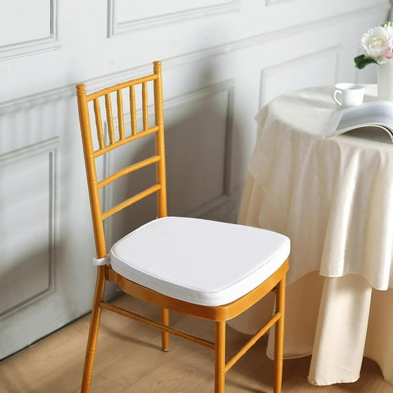 Efavormart 2" Thick White Chair Pad Skid Proof Backing Seat Cushion with Premium Velvet Fabric