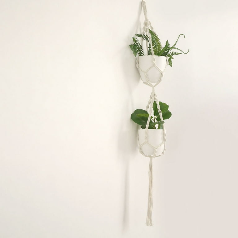 2 Ivory Cotton Ropes Macrame Plant Hanger Decorative Pot Holders