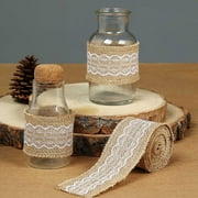 Efavormart 2" x 5m Natural Jute Burlap Ribbon With Wavy Lace Hollow Burlap, DIY Home Decoration, Crafts Ribbon, Wedding Party, and Gift Packaging