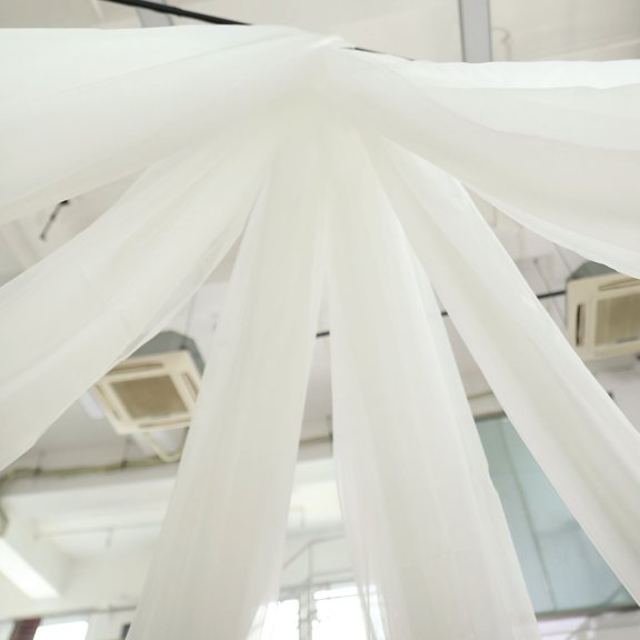 Efavormart 20 FT Fire Retardant Ivory Sheer Voil Curtain Panel Backdrop - Premium Collection