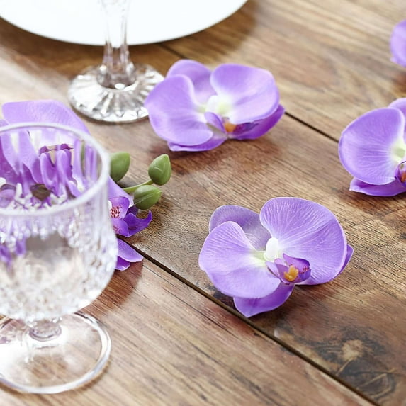 Efavormart 20 PCS Flower Heads - 4" Lavender Silk Orchids Head - Artificial Orchid Flowers for DIY, Wedding, Bouquet, Party, Home, Tabletop, Floral Centerpiece Décor