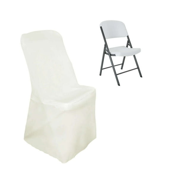 Efavormart 20 PCS Ivory Polyester Lifetime Folding Chair Covers, Durable Reusable Chair Covers