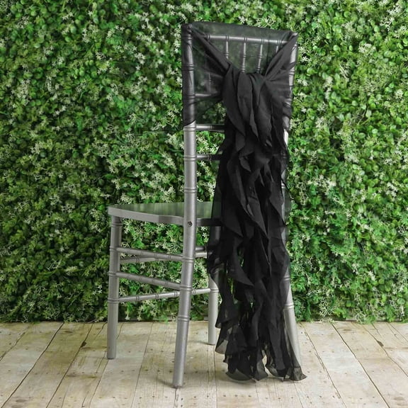 Efavormart 20 PCS Wedding Chiffon Chair Sashes Black Draping Aisle Chair Decorations Wrinkle-Free Chair Covers for Party Dining Banquet Ceremony Reception Floral Arrangement Outdoors Decor